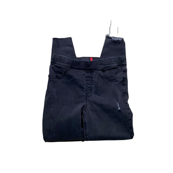 Spanx Vintage Distressed Ankle Skinny Jeans Womens Size Large Black Pull On - Picture 4 of 10